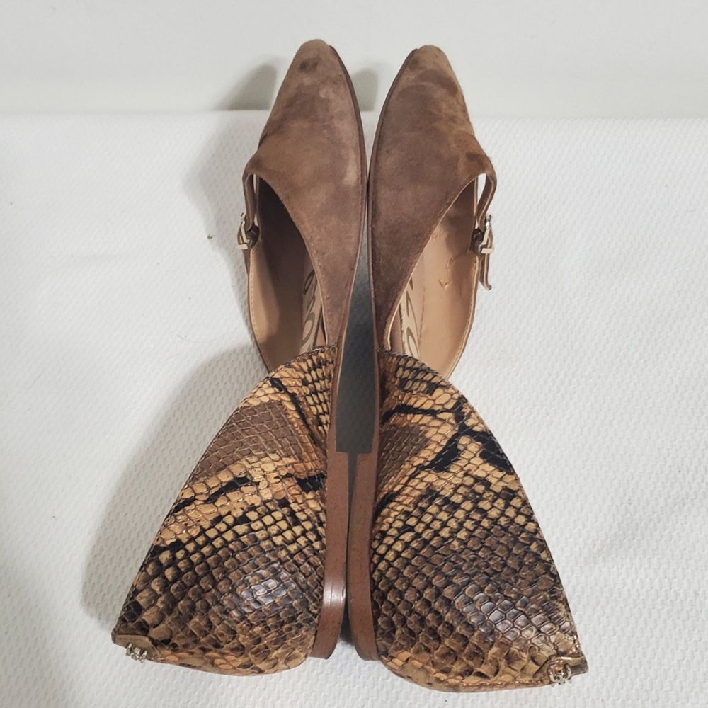 Sam Edelman Rina Pointed Toe D'Orsay Flats Tan Reptile Print 9.5 - Picture 6 of 8
